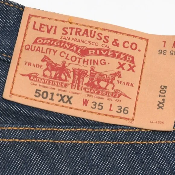 Levi's 501 XX rigid finish jeans.
